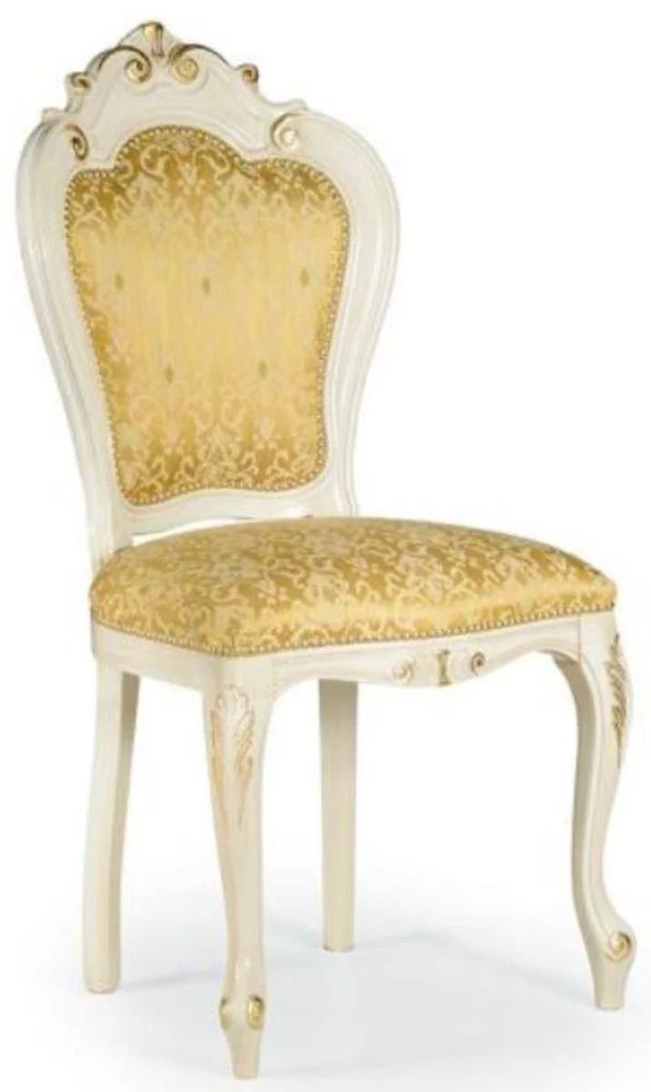 Casa Padrino Luxus Barock Esszimmer Stuhl Set Gold / Weiß / Gold 50 x 50 x H. 103 cm - Barock Küchen Stühle 6er Set - Esszimmer Möbel im Barockstil