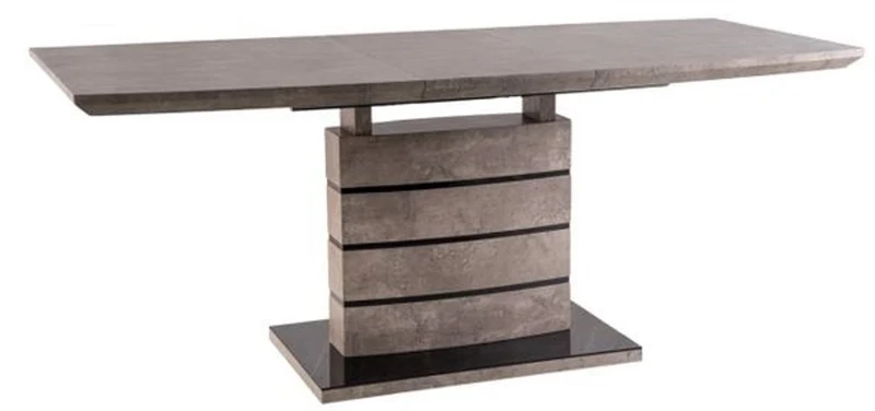 Casa Padrino Luxus Esstisch Grau / Schwarz 140-180 x 80 x H. 76 cm - Ausziehbarer Esszimmertisch in Betonoptik