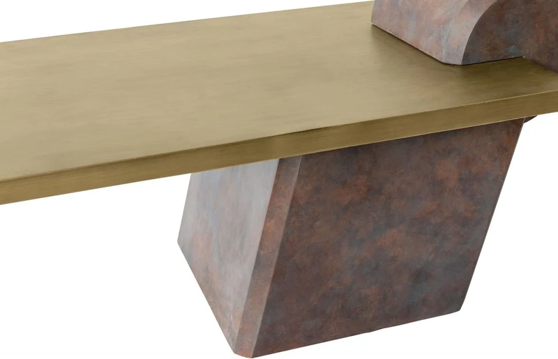 Casa Padrino Designer Couchtisch Messing / Antik Kupfer 115 x 60 x H. 53 cm - Wohnzimmertisch aus Glasfaserverstärktem Beton - Luxus Qualität