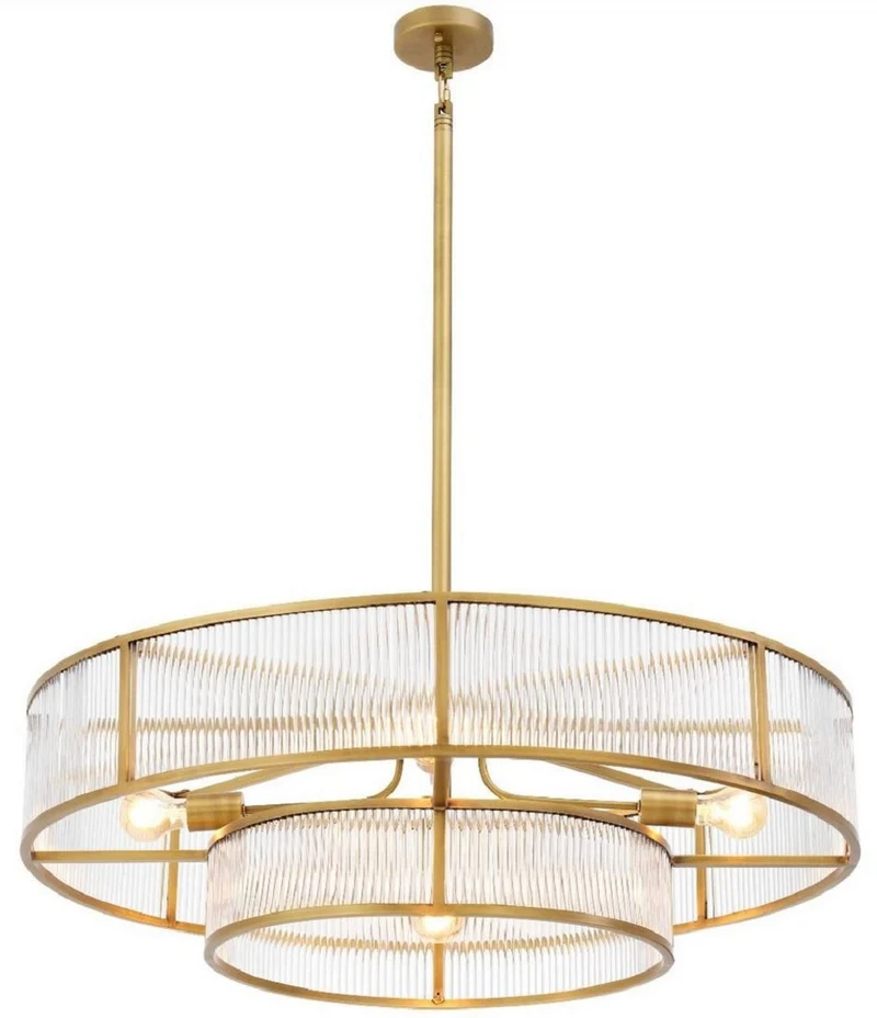Casa Padrino Luxus Kronleuchter Antik Messingfarben Ø 90 x H. 27 cm - Runder Kronleuchter - Luxus Qualität
