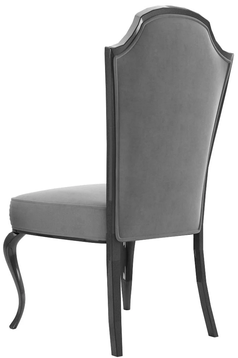 Casa Padrino Luxus Barock Esszimmer Set Grau / Schwarz / Silber - 1 Esszimmertisch & 6 Esszimmerstühle - Barock Esszimmermöbel - Luxus Qualität - Edel & Prunkvoll