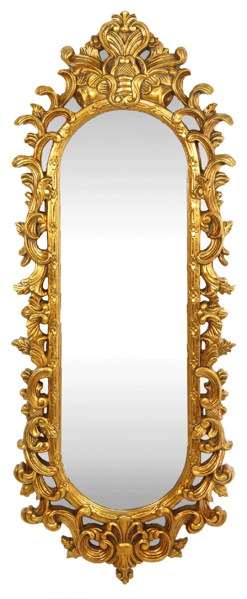 Casa Padrino Barock Wandspiegel Gold 55 x H. 125 cm - Handgefertigter Garderoben Spiegel - Edel & Prunkvoll