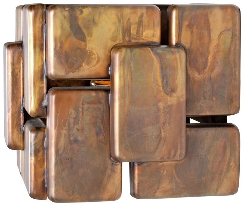Casa Padrino Designer Wandleuchte oxidiertes Messing 25 x 21 x H. 18 cm - Luxus Kollektion
