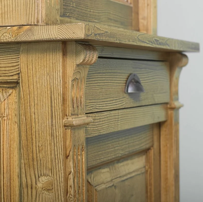 Casa Padrino Landhausstil Regalschrank Braun 73 x 51 x H. 240 cm - Massivholz Schrank mit 2 Türen und Schublade - Bücherschrank im Landhausstil