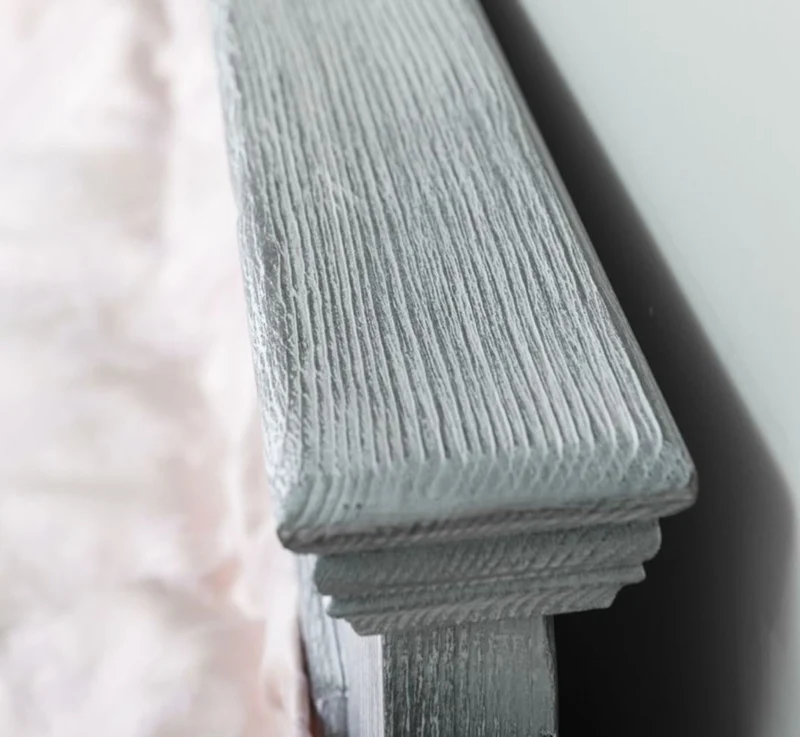 Casa Padrino Landhausstil Massivholz Bett Antik Grau 160 x 200 x H. 93 cm - Massivholz Doppelbett - Landhausstil Schlafzimmer Möbel