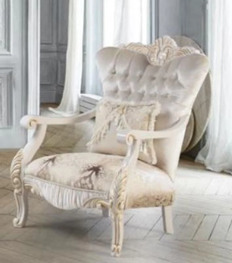 Casa Padrino Luxus Barock Sessel mit dekorativem Kissen Mehrfarbig / Weiß / Gold 85 x 76 x H. 110 cm - Barock Wohnzimmer Möbel