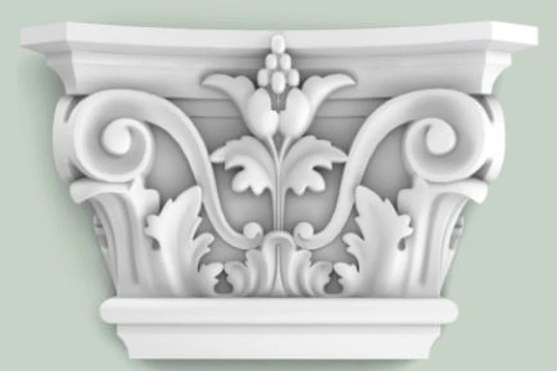 Casa Padrino Barock Zierelement Säulen Kopfteil Weiß 22,8 x 6,2 x H. 14,9 cm - Wanddeko im Barockstil