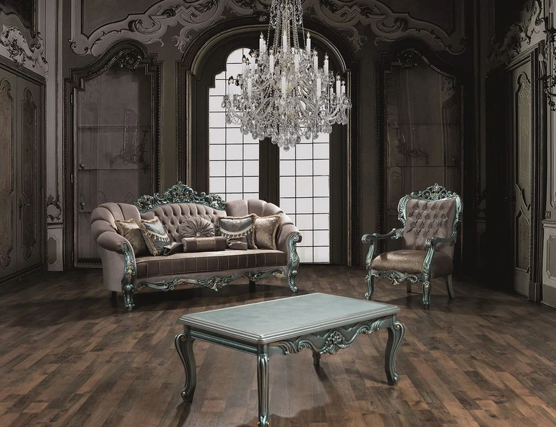 Casa Padrino Luxus Barock Sessel Grau / Grün / Gold 80 x 90 x H. 122 cm - Prunkvoller Wohnzimmer Sessel mit Glitzersteinen - Barock Möbel