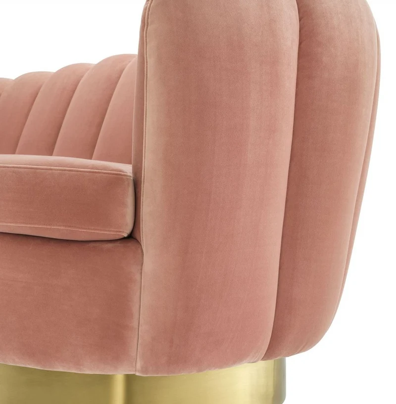 Casa Padrino Luxus Samt Sofa Hautfarben / Messing 225 x 90 x H. 80 cm - Wohnzimmer Sofa - Luxus Qualität