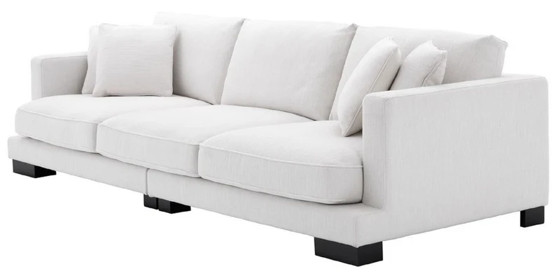 Casa Padrino Luxus Wohnzimmer Sofa mit Kissen Weiß / Schwarz 284 x 110 x H. 85 cm - Wohnzimmer Möbel - Luxus Kollektion