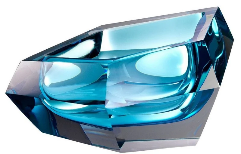 Casa Padrino Luxus Kristallglas Schüssel Blau 22 x 14 x H. 10,5 cm - Designer Deko Schüssel - Deko Accessoires