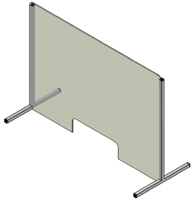 Casa Padrino Kunststoff Covid-19 Trennscheibe mit Durchreiche und Edelstahl Gestell Transparent / Silber 60 x H. 80 cm