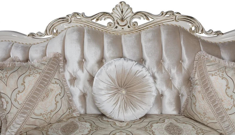 Casa Padrino Luxus Barock Sofa Mehrfarbig / Weiß / Gold 227 x 90 x H. 118 cm - Wohnzimmer Sofa mit dekorativen Kissen - Wohnzimmermöbel im Barockstil