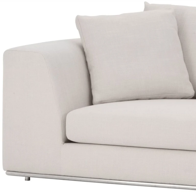 Casa Padrino Luxus Sofa mit 6 Kissen Naturfarben / Silber 317 x 112 x H. 84 cm - Luxus Wohnzimmer Möbel