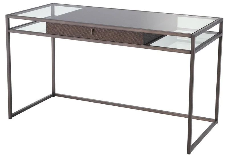 Casa Padrino Luxus Schreibtisch mit Schublade Bronze 135 x 60 x H. 75,5 cm - Luxus Qualität - Luxus Büromöbel