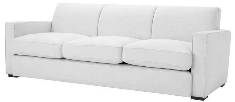 Casa Padrino Luxus Wohnzimmer Sofa Weiß / Schwarz 229 x 94 x H. 82 cm - Luxus Wohnzimmer Möbel