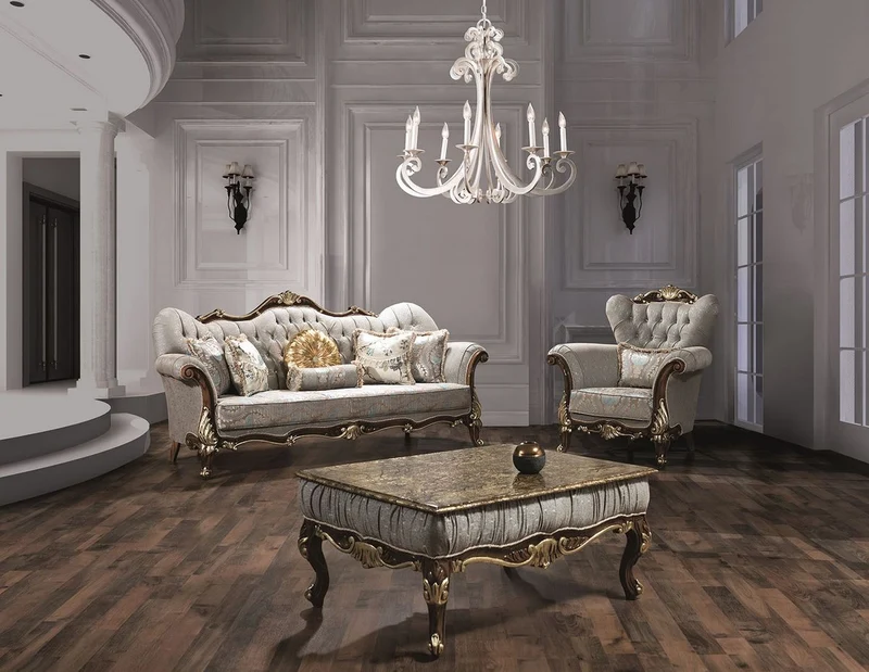 Casa Padrino Luxus Barock Wohnzimmer Sofa mit Glitzersteinen und dekorativen Kissen Silbergrau / Braun / Gold 230 x 85 x H. 120 cm - Barock Möbel