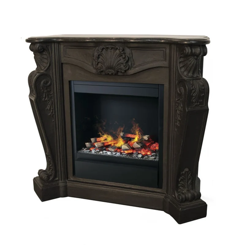 Casa Padrino Luxus Jugendstil Kamin Schwarz mit LED Wasserdampf Kamineinsatz 118 x 43 x H. 111 cm - Luxus Elektrokamin mit Dampffunktion
