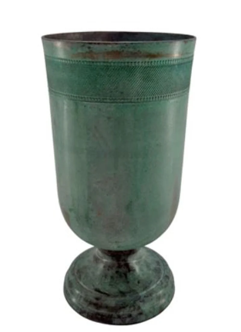Casa Padrino Blumenvase Mintgrün Ø 14 x H. 29 cm - Runde Aluminium Vase - Deko Accessoires