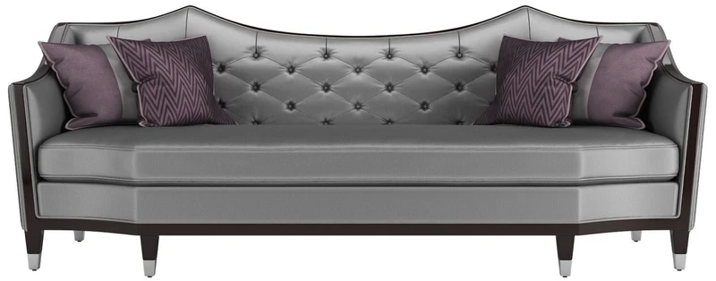 Casa Padrino Luxus Wohnzimmer Sofa Silber / Dunkelbraun 253 x 95 x H. 105 cm - Luxus Qualität - Luxus Wohnzimmer Möbel