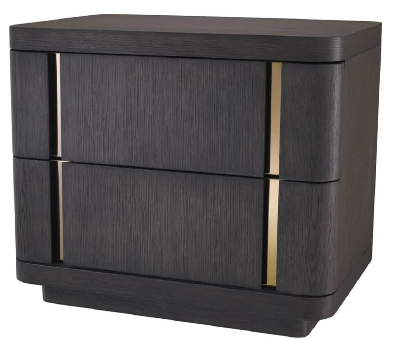 Casa Padrino Luxus Beistelltisch mit 2 Schubladen Mokka / Messing 65 x 46 x H. 56 cm - Luxus Kollektion