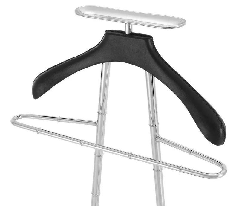 Casa Padrino Luxus Dressboy Silber / Schwarz 50,5 x 31 x H. 117 cm - Kleiderständer Garderobenständer Anzugständer Stummer Diener Herrendiener - Luxus Accessoires