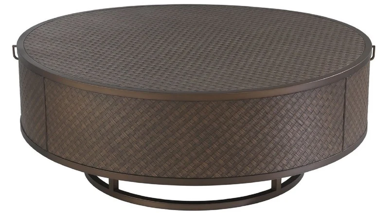 Casa Padrino Luxus Couchtisch Bronze Ø 100 x H. 40,5 cm - Runder Wohnzimmertisch mit 2 Schubladen - Luxus Wohnzimmermöbel