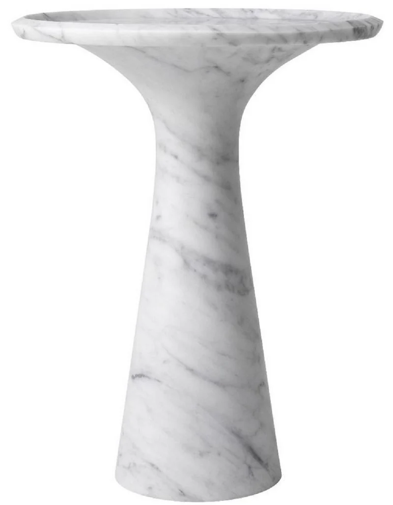 Casa Padrino Luxus Beistelltisch Weiß Ø 46,5 x H. 60 cm - Runder Beistelltisch aus hochwertigem Carrara Marmor - Luxus Möbel