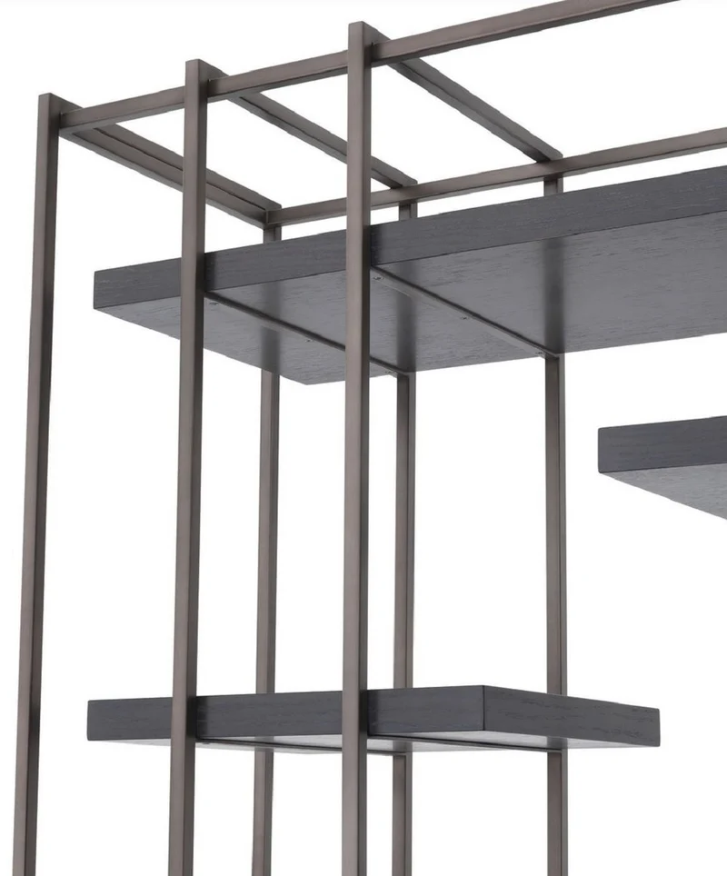 Casa Padrino Luxus Regalschrank Schwarz / Bronze 166 x 45 x H. 222 cm - Bücherschrank - Wohnzimmerschrank - Büroschrank