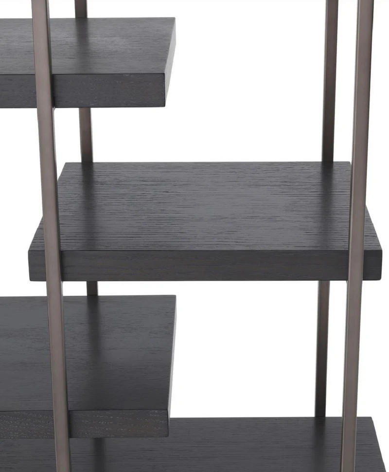 Casa Padrino Luxus Regalschrank Schwarz / Bronze 166 x 45 x H. 222 cm - Bücherschrank - Wohnzimmerschrank - Büroschrank