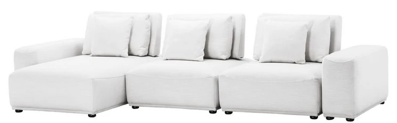 Casa Padrino Luxus Wohnlandschaft Weiß / Schwarz 340 x 159 x H. 83 cm - Wohnzimmer Sofa mit 6 Kissen - Luxus Qualität