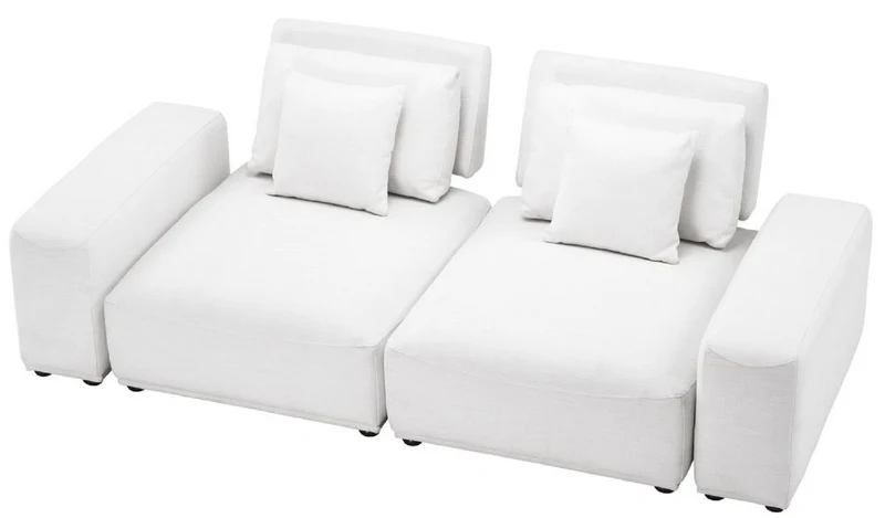 Casa Padrino Luxus Wohnlandschaft Weiß / Schwarz 340 x 159 x H. 83 cm - Wohnzimmer Sofa mit 6 Kissen - Luxus Qualität