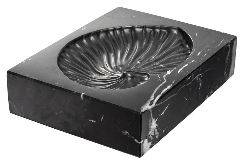 Casa Padrino Luxus Schreibtisch Deko Schwarz 24 x 18 x H. 5,5 cm - Marmor Deko Objekt - Deko Accessoires