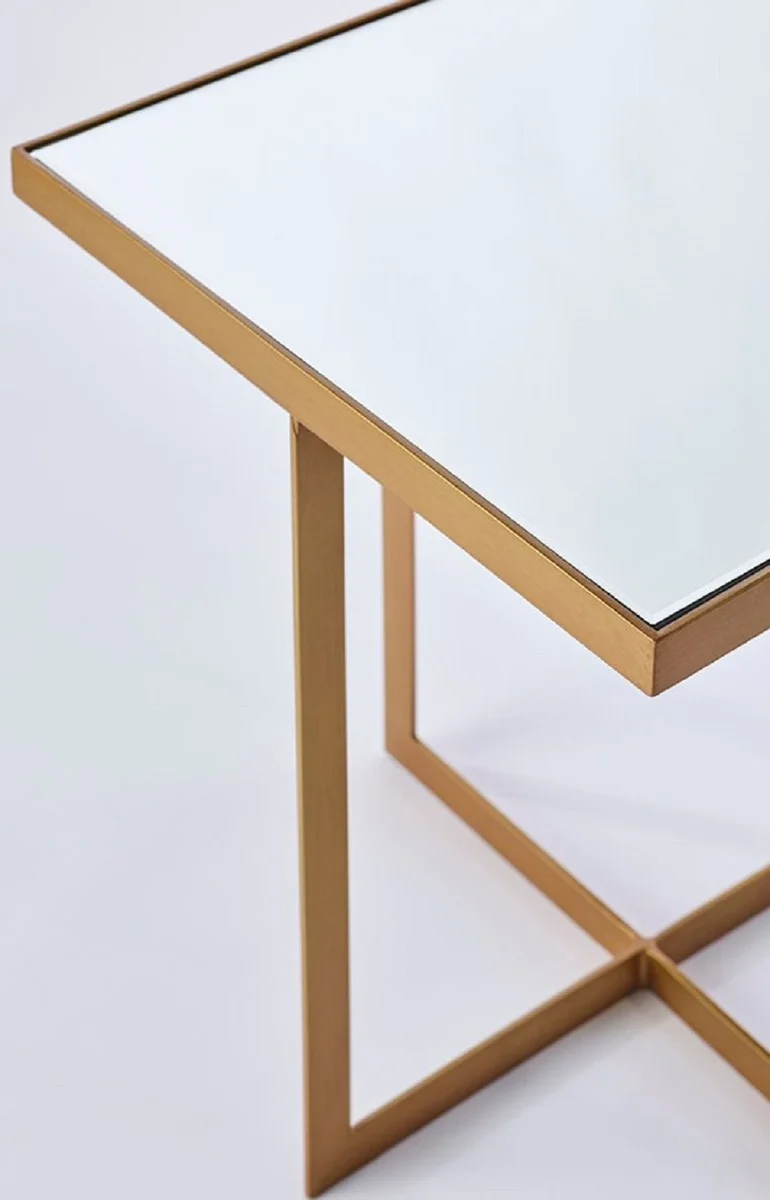 Casa Padrino Luxus Beistelltisch Bronze 51 x 51 x H. 55 cm - Metall Tisch mit Spiegelglas Tischplatte - Luxus Möbel