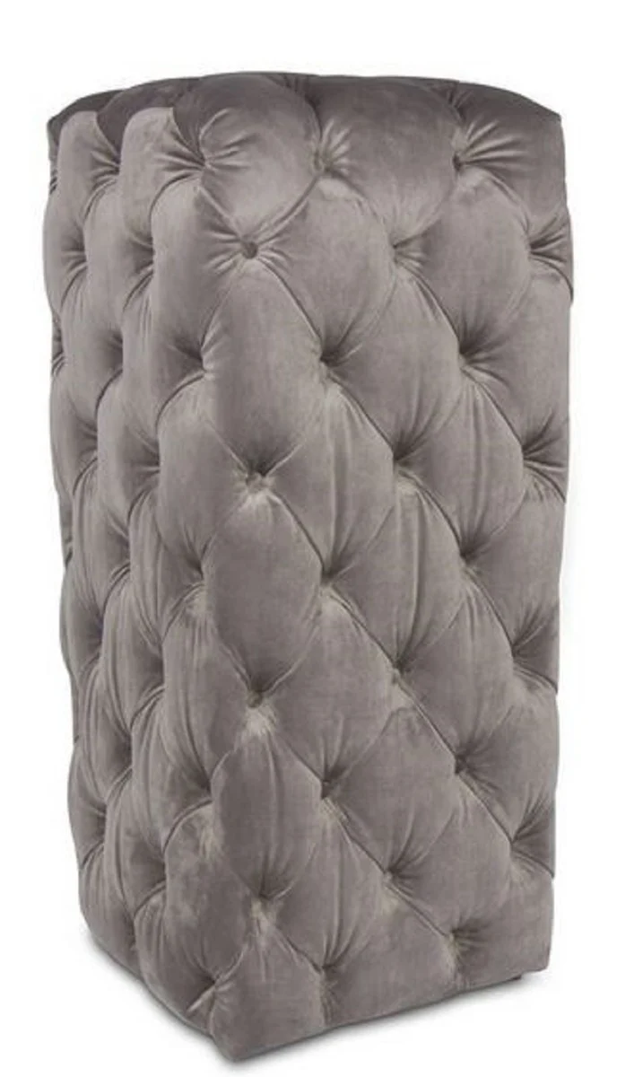 Casa Padrino Luxus Chesterfield Samt Säule Grau 45 x 45 x H. 101 cm - Chesterfield Möbel