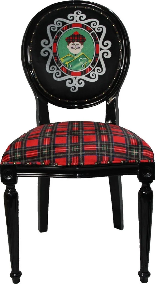 Casa Padrino Luxus Barock Esszimmer Set Schottland Mann und Frau Mehrfarbig / Schwarz 48 x 50 x H. 98 cm - 6 handgefertigte Esszimmerstühle - Barock Esszimmermöbel