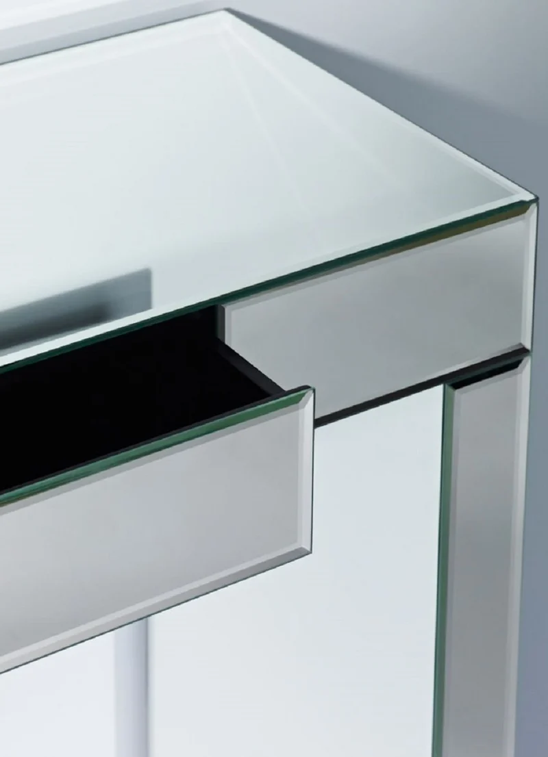 Casa Padrino Luxus Spiegelglas Konsole 100 x 30 x H. 83 cm - Konsolentisch mit Schublade - Luxus Möbel