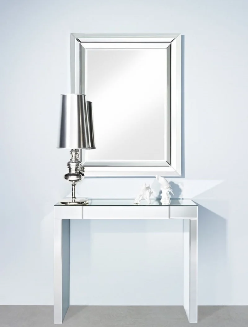 Casa Padrino Luxus Spiegelglas Konsole 100 x 30 x H. 83 cm - Konsolentisch mit Schublade - Luxus Möbel