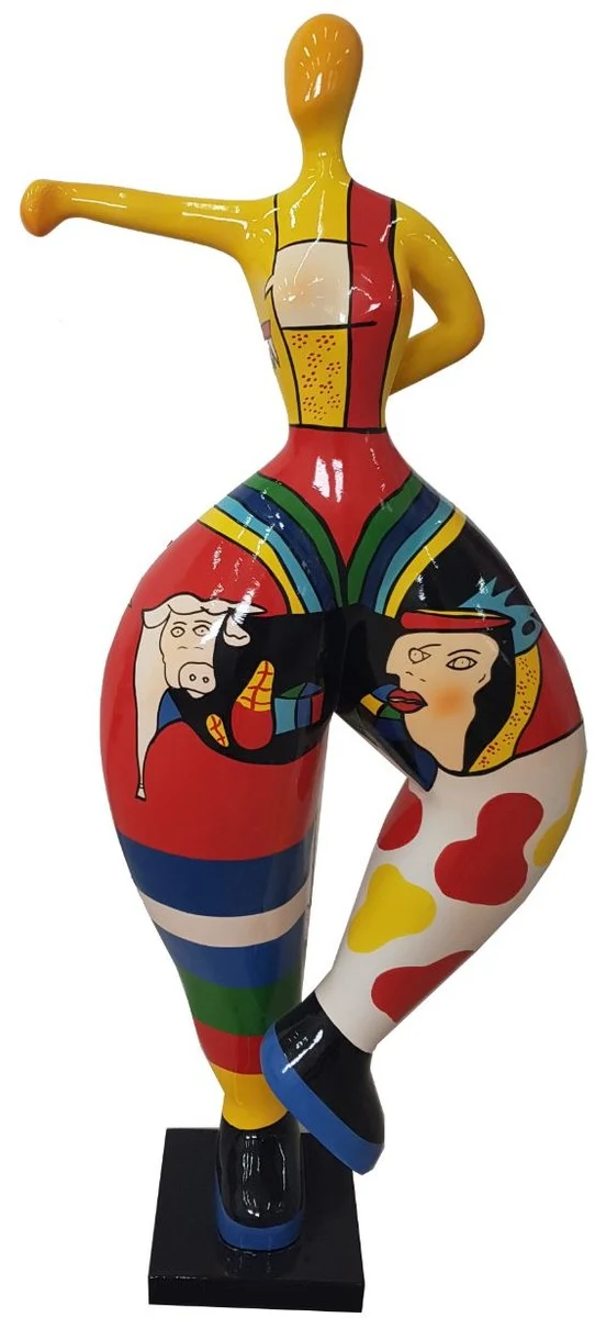 Casa Padrino Designer Deko Skulptur Frau beim Sport Mehrfarbig H. 132 cm - Gartendeko Skulptur - Luxus Gartenfigur