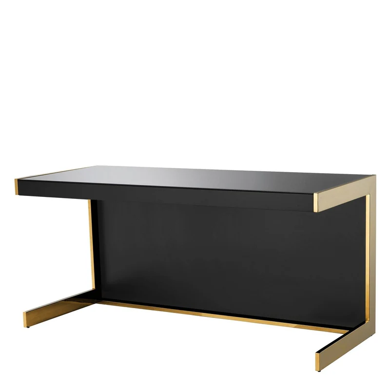 Casa Padrino Luxus Schreibtisch Schwarz / Gold 160,5 x 65 x H. 75,5 cm - Luxus Möbel - Büromöbel