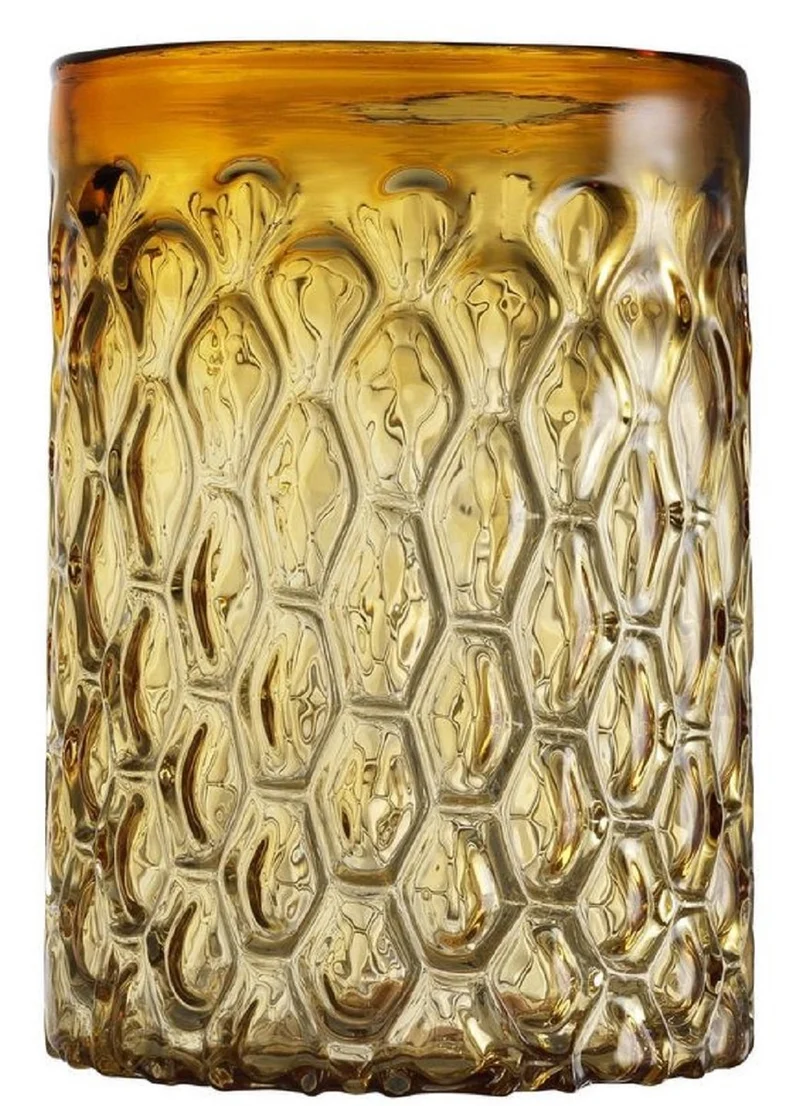 Casa Padrino Luxus Glas Kerzenleuchter Gelb Ø 20 x H. 28 cm - Hotel & Restaurant Deko Accessoires