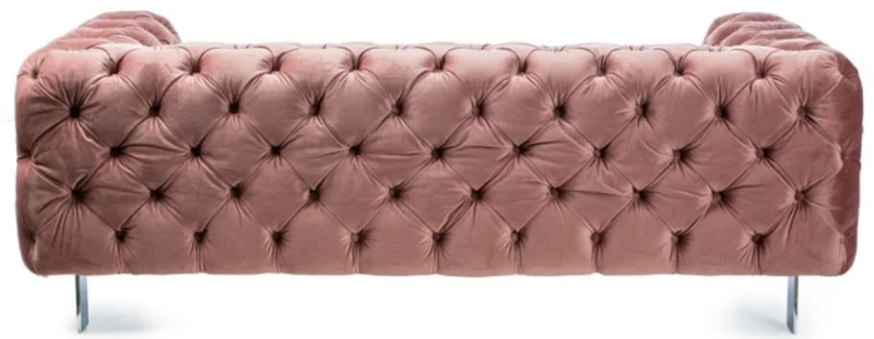 Casa Padrino Luxus Chesterfield Samt Sofa Vintage Rosa / Silber 200 x 100 x H. 68 cm - Chesterfield Wohnzimmer Möbel