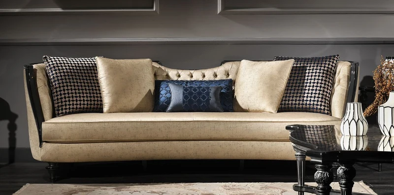 Casa Padrino Luxus Barock Sofa Gold / Schwarz 257 x 100 x H. 86 cm - Prunkvolles Wohnzimmer Sofa - Barockmöbel