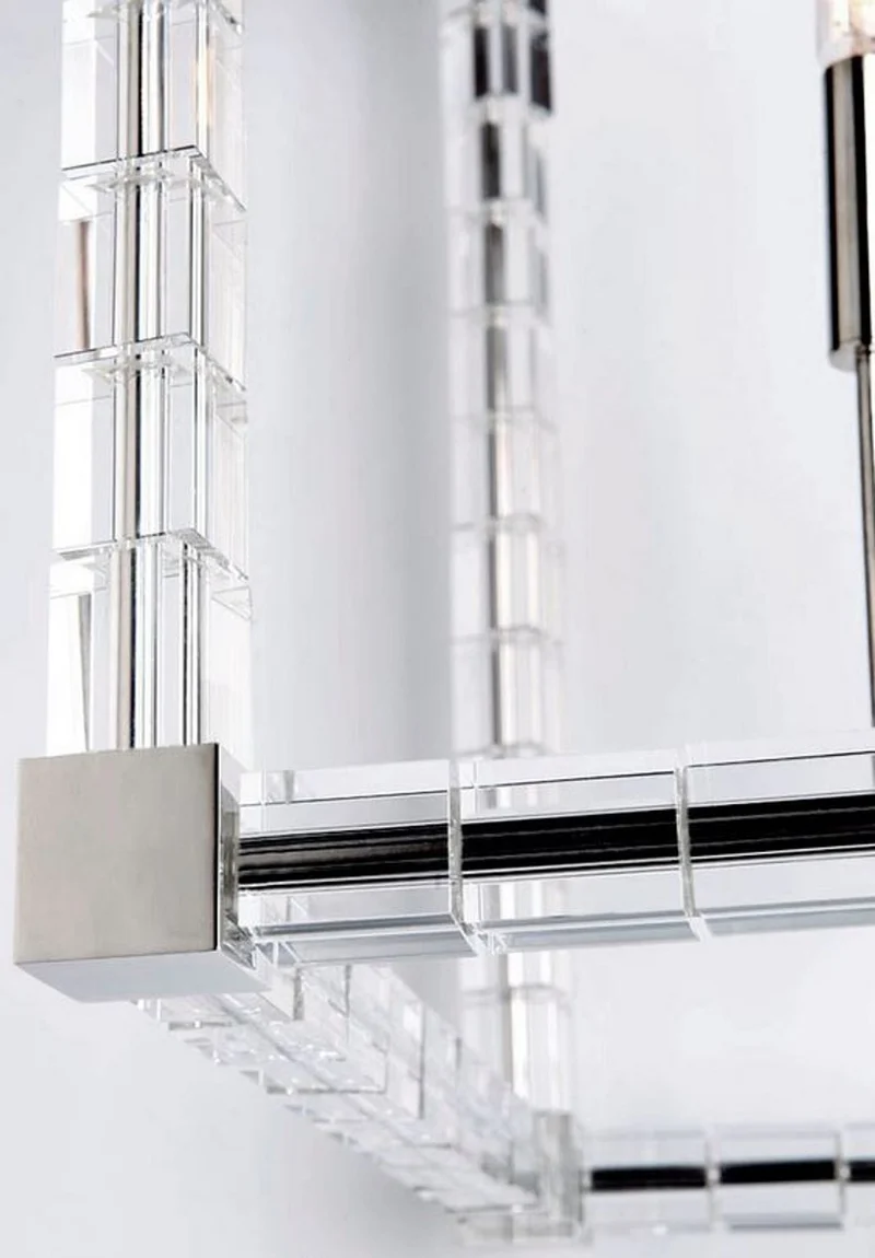 Casa Padrino Designer Kronleuchter Silber 47 x 47 x H. 70 cm - Moderner Luxus Kristallglas Kronleuchter