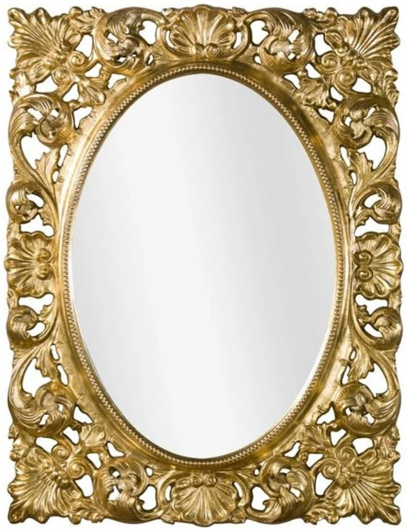 Casa Padrino Luxus Barock Wandspiegel Gold 73 x 6 x H. 95 cm - Wohnzimmer Spiegel - Garderoben Spiegel - Barock Spiegel
