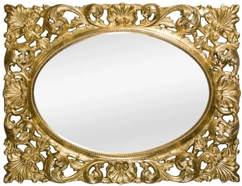 Casa Padrino Luxus Barock Wandspiegel Gold 73 x 6 x H. 95 cm - Wohnzimmer Spiegel - Garderoben Spiegel - Barock Spiegel