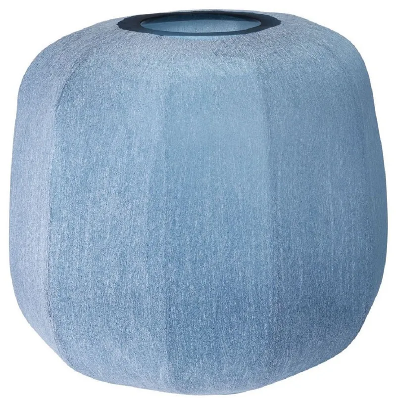 Casa Padrino Luxus Deko Glas Vase Blau Ø 33 x H. 32 cm - Mundgeblasene Blumenvase - Luxus Deko Accessoires