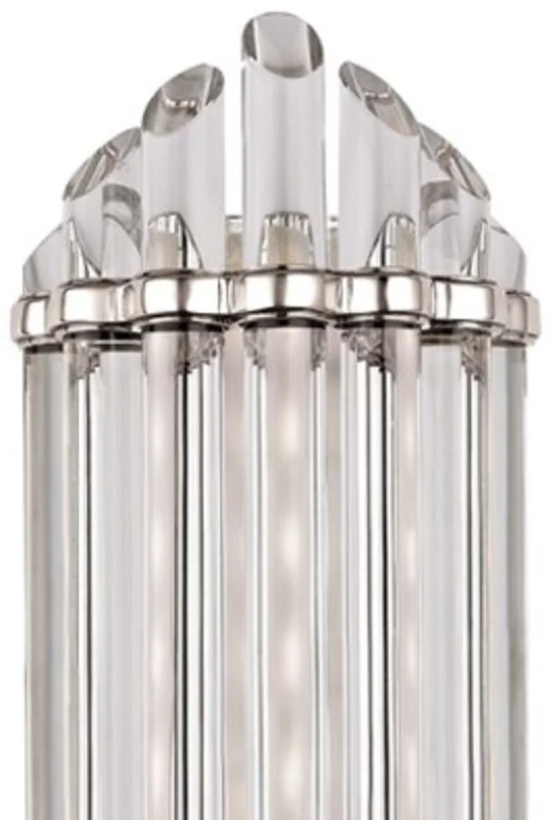 Casa Padrino Luxus Art Deco LED Wandleuchte Silber 16,5 x 10,8 x H. 41,9 cm - Luxus Qualität