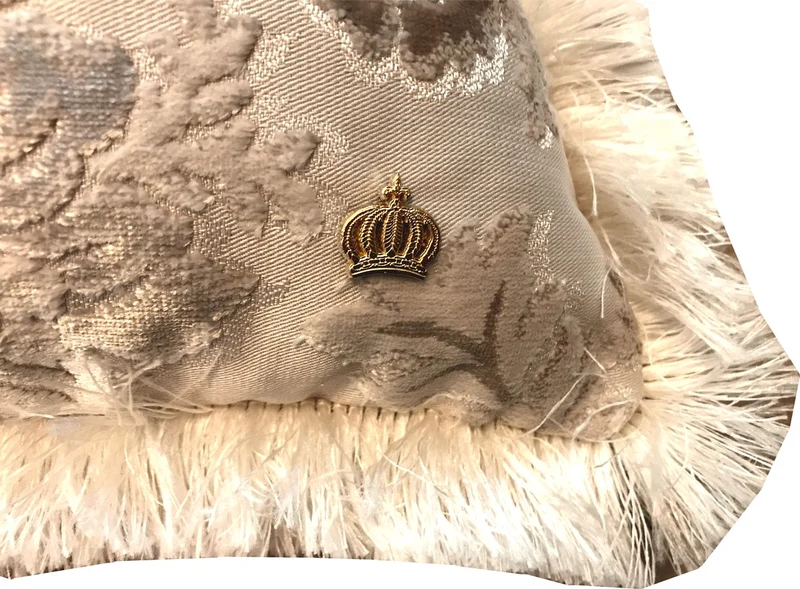 Luxus Kissen Pompöös by Casa Padrino von Harald Glööckler Elegance Collection Barock Muster Creme / Creme 35 x 55 cm - Luxuskissen