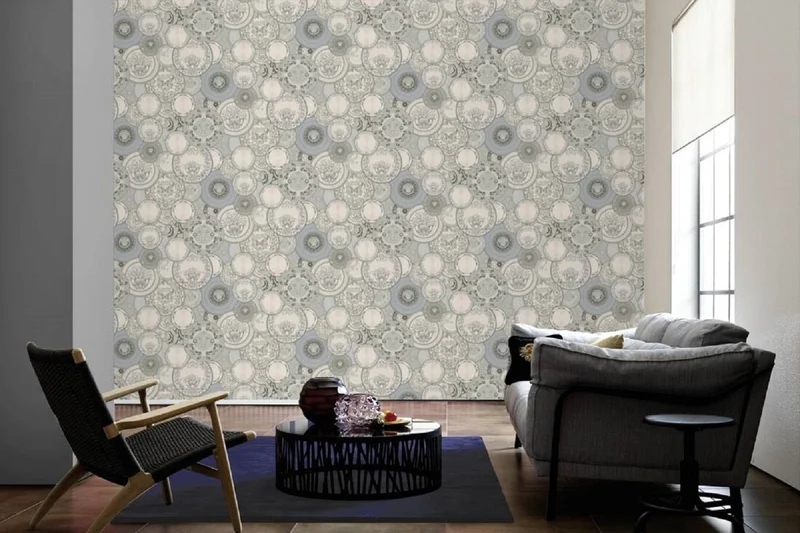 Versace Designer Barock Vliestapete 349013 Les Etoiles de la Mer 2 Grau / Silber / Weiß - Design Tapete - Hochwertige Qualität